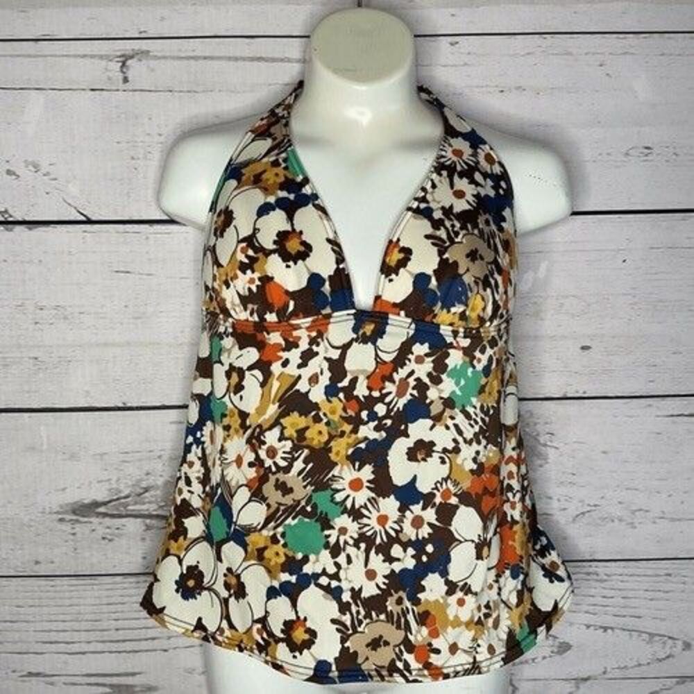 Victoria's‎ Secret Floral Halter Molded Cups Swimsuit Tankini Top Women Size M